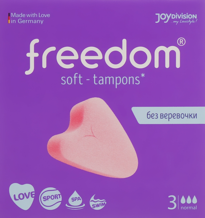 Гигиенические тампоны Normal, без веревочки, 3 шт - Freedom Soft Tampons  — фото N1