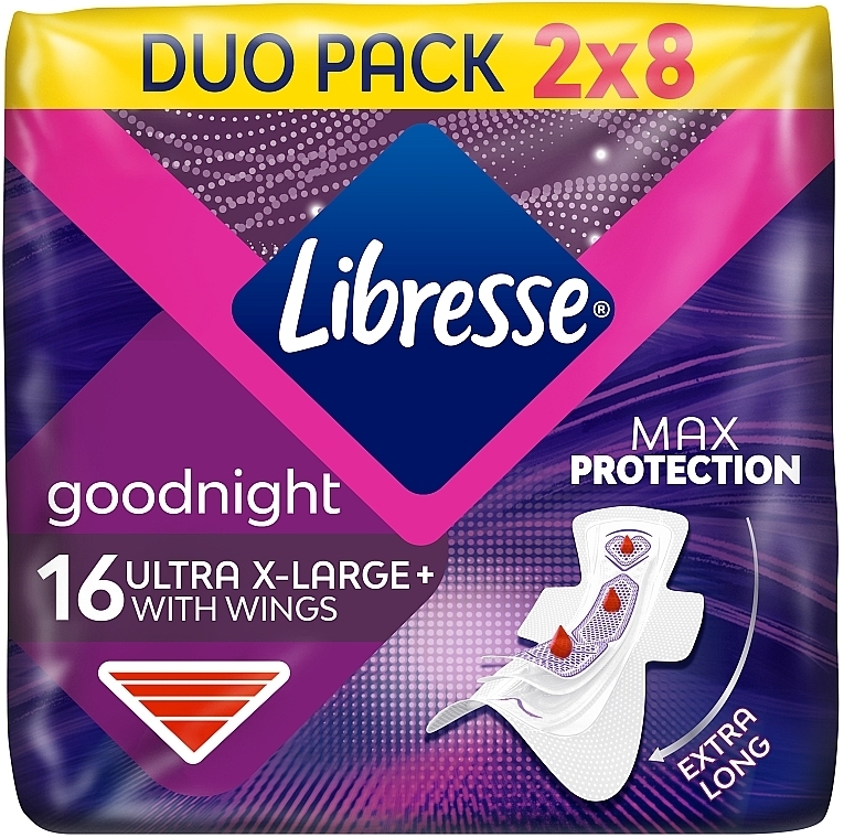 Прокладки гигиенические ночные с крылышками, 16 шт - Libresse Ultra Goodnight Extra Large