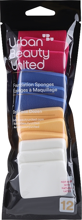 Спонжі для макіяжу, рожевий + синій + помаранчевий + білий - UBU Doll Face Dozen, Foundation Sponges — фото N1