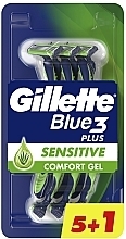 Набір одноразових станків для гоління, 6 шт. - Gillette Blue 3 Sensitive — фото N1