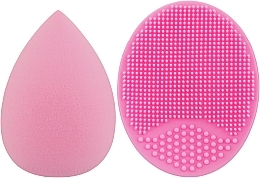 Набір спонжів для макіяжу та вмивання, 2 в 1, PF-52, рожевий + рожевий - Puffic Fashion — фото N1