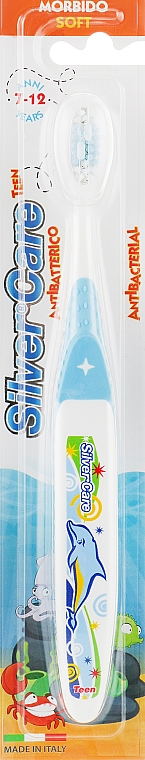 Дитяча зубна щітка "Silver Care Teen" від 7 до 12 років, блакитна - PresiDENT — фото N1