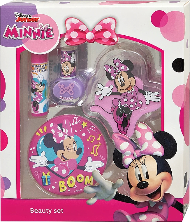 Набор - EP Line Minnie Beauty Set (lip/balm/4g + nail/polish/1pcs + lip/gloss/1pcs + mirror/1pcs) — фото N1