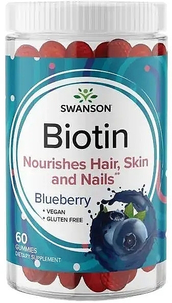 Пищевая добавка "Биотин", жевательные пастилки, черника - Swanson Biotin — фото N1