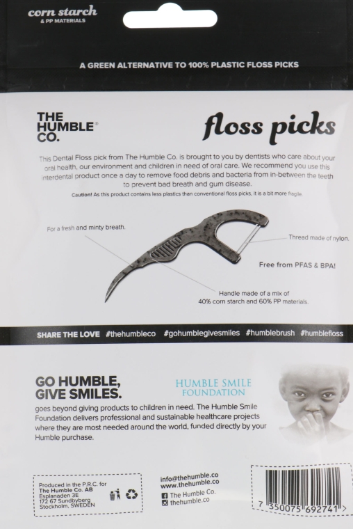 Флосер-зубна нитка з тримачем, чорний - Humble Dental Floss Picks — фото N2