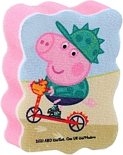 Парфумерія, косметика Мочалка банна дитяча "Свинка Пеппа", Джордж на велосипеді, рожева - Suavipiel Peppa Pig Bath Sponge