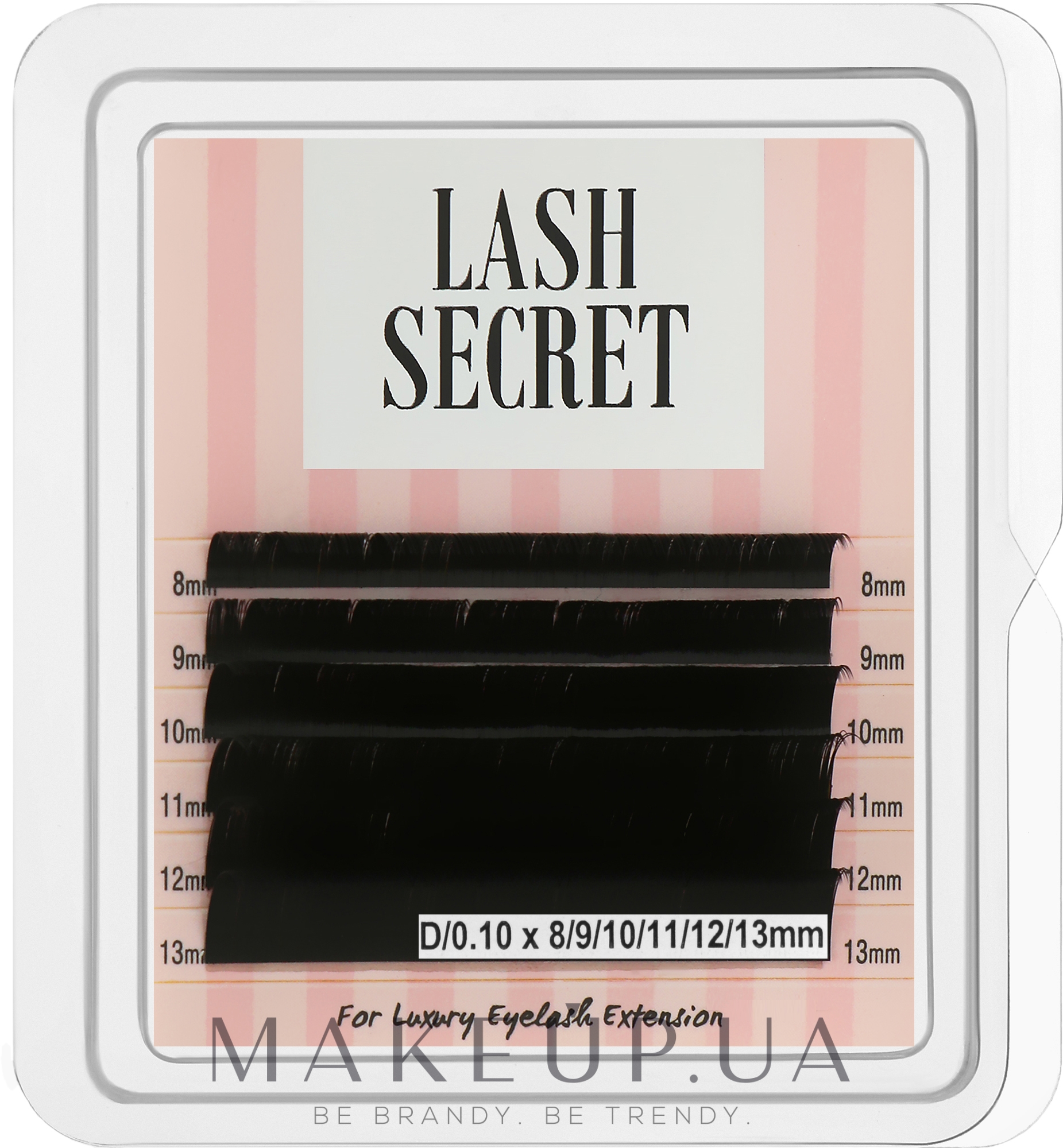 Накладні вії, чорні, мікс, 6 ліній (0.1, D, (8-13)) - Lash Secret — фото 1уп