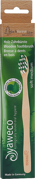 Деревянная зубная щетка, зеленая - Yaweco Soft Medium Black Forest Line — фото N1