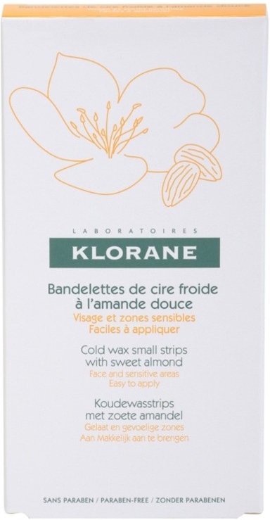 Восковые полоски для депиляции для лица и чувствительных мест - Klorane Bandelettes de cire froide à l'amande douce — фото N1