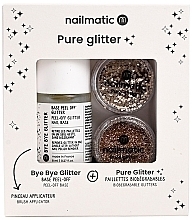 Парфумерія, косметика Набір - Nailmatic Pure Glitter Gold Glitter (base/8ml + glitter/2pcs + brush)
