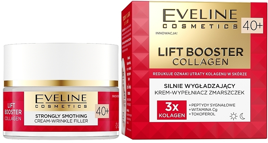 Разглаживающий крем-филлер против морщин для лица 40 + - Eveline Cosmetics Lift Booster Collagen Strongly Smoothing Cream-Wrinkle Filler 40+ — фото N1