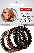 Резинки для волос "Anti Ziep", цвета металла, 3шт. - Titania — фото N1