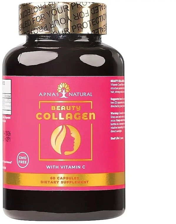 Б'юті-колаген з вітаміном C, 600 мг, капсули - Apnas Natural Beauty Collagen With Vitamin C — фото N1