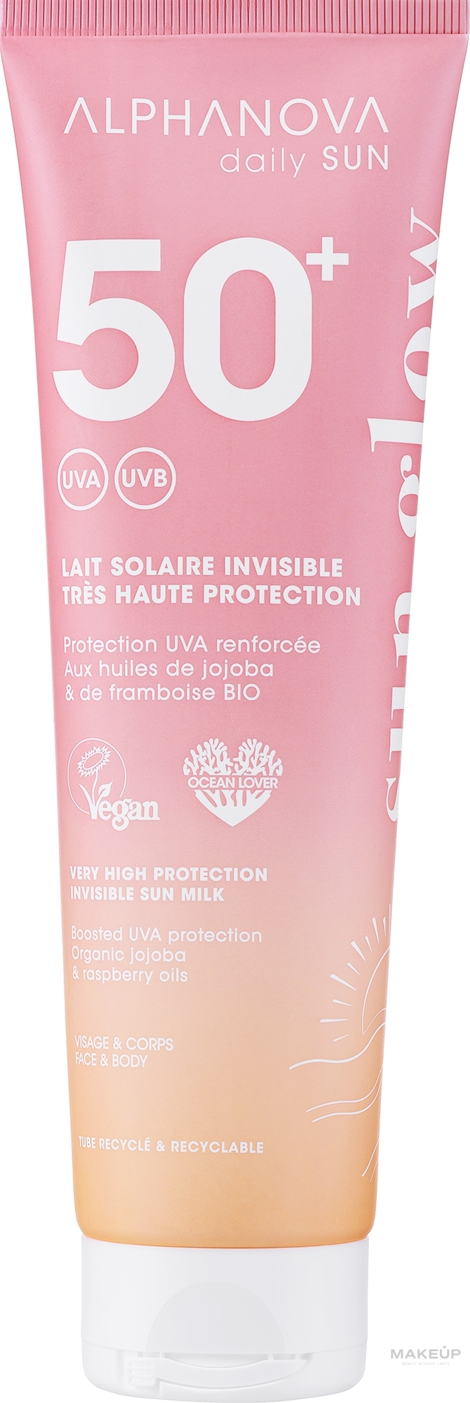 Солнцезащитное молочко для лица и тела - Alphanova Invisible Sun Milk SPF50+ — фото 150ml