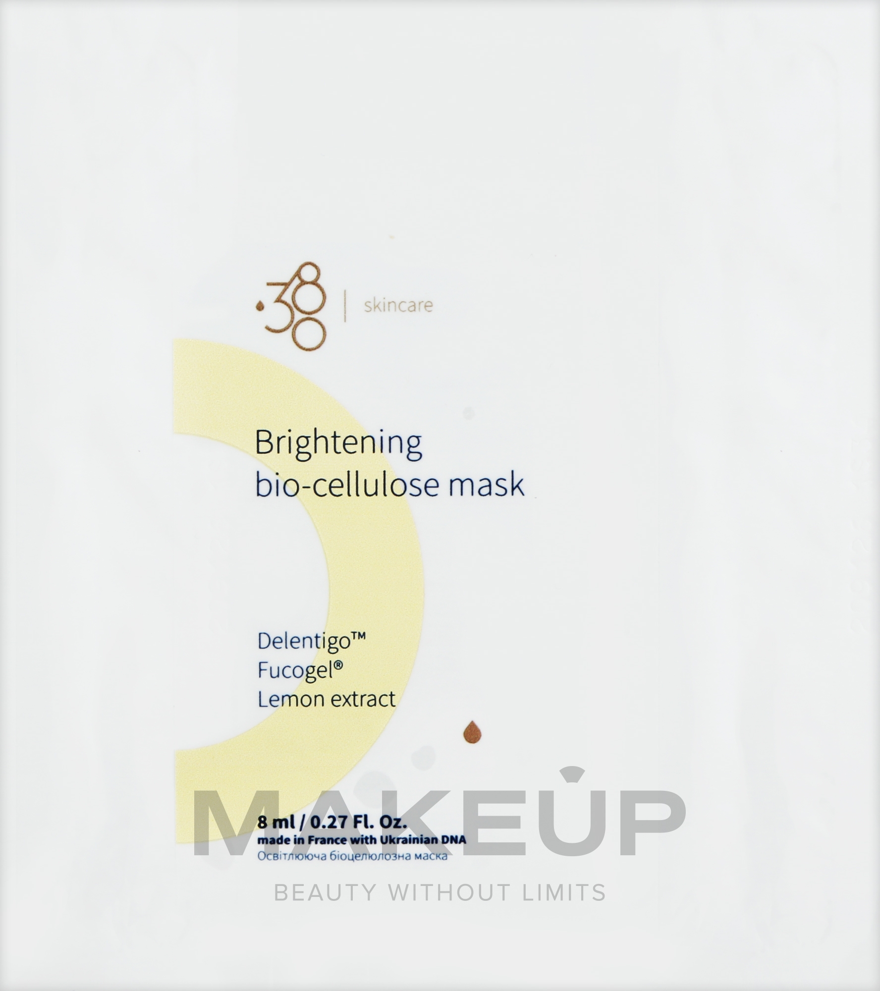 Освітлююча біоцелюлозна маска для обличчя - 380 Skincare Brightening Bio-Cellulose Mask — фото 8ml
