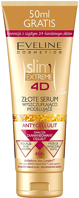 Золотая антицеллюлитная сыворотка для похудения и моделирования - Eveline Cosmetics Slim Extreme 4D Gold Serum Slimming And Shaping — фото N1