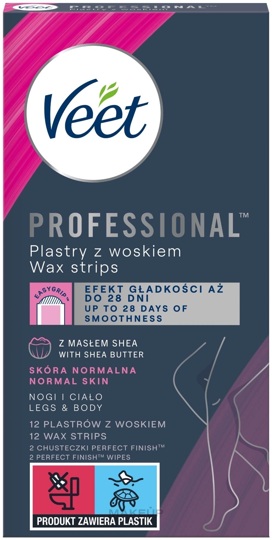 Воскові смужки для депіляції для нормальної шкіри, з маслом Ши, 12 шт. - Veet Professional Wax Strips Normal Skin — фото 12шт