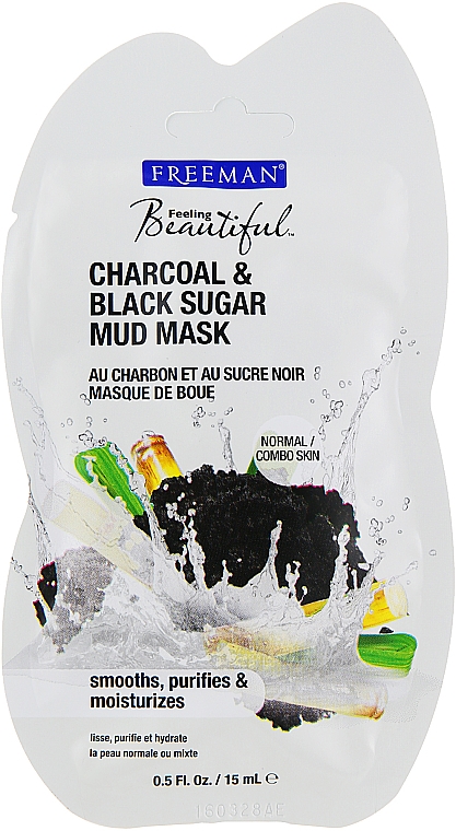 Маска грязьова для обличчя "Вугілля, чорний цукор" - Freeman Feeling Beautiful Charcoal & Black Sugar Mud Mask (міні) — фото N1