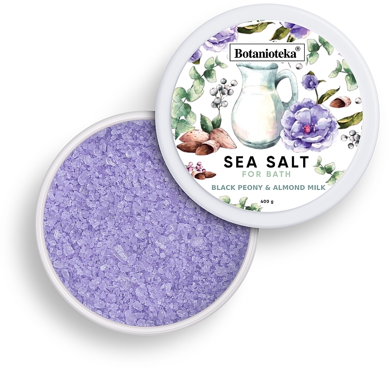 Сіль морська для ванн "Півонія і мигдальне молочко" - Botanioteka Peony & Almond Milk Bath Salt
