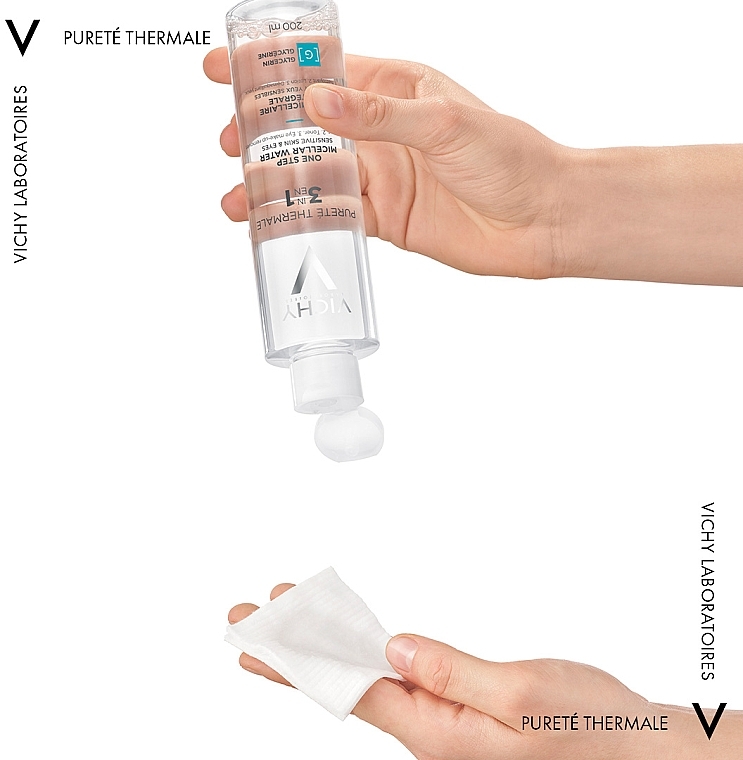 Мицеллярная вода для чувствительной кожи лица и глаз - Vichy Purete Thermale 3in1 One Step Micellar Water — фото N4