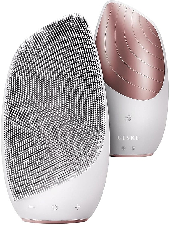 Звуковая термощетка для лица - Geske Sonic Thermo Facial Brush 6 In 1 White Rose Gold — фото N1