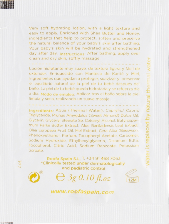Лосьон для тела с ароматом меда - Roofa Honey Body Lotion (пробник) — фото N2