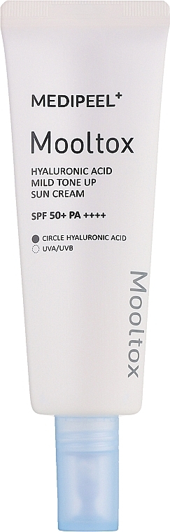 Солнцезащитный крем для лица - Medi Peel Hyaluronic Acid Mooltox Mild Tone Up Sun Cream SPF 50+ PA++++ — фото N1