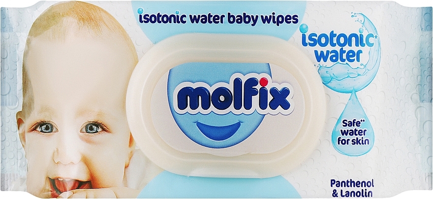 Салфетки влажные для чувствительной кожи, 60 шт. - Molfix Isotonic Water Baby Wipes — фото N1