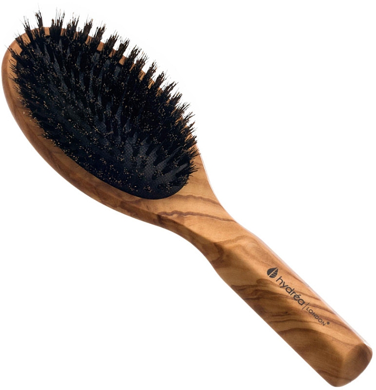 Щетка для волос из оливкового дерева с кабаньей щетиной - Hydrea London Olive Wood Hair Brush With Boar Bristle — фото N1