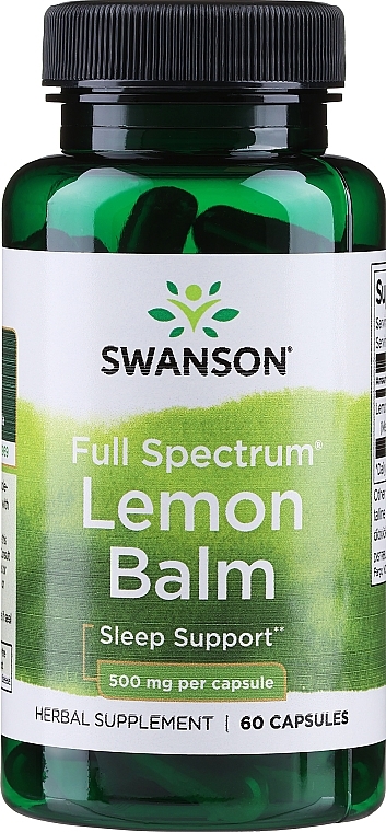 Пищевая добавка "Лимонный бальзам", 500 мг - Swanson Full Spectrum Lemongrass — фото N1
