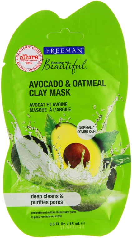 Очищающая глиняная маска для лица "Авокадо и овсяная мука" - Freeman Feeling Beautiful Facial Clay Mask — фото N3