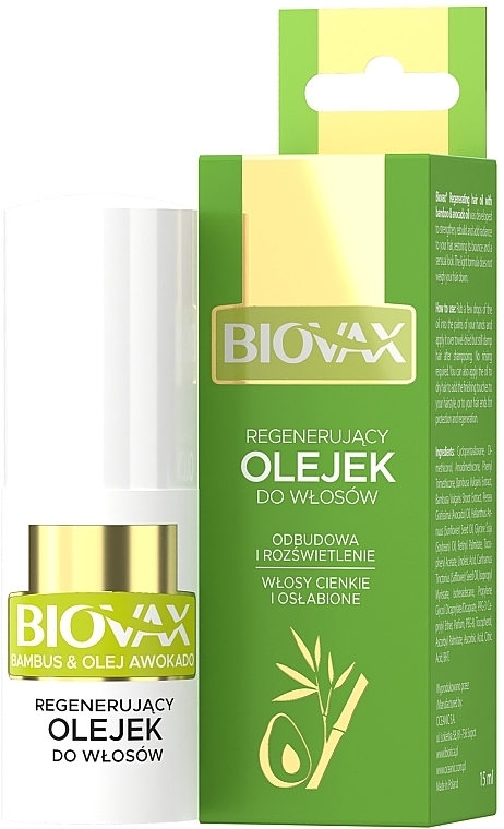 Масло для волос с бамбуком и маслом авокадо для восстановления тонких и ослабленных волос - Biovax Bambus & Avocado Oil Elirsir — фото N1