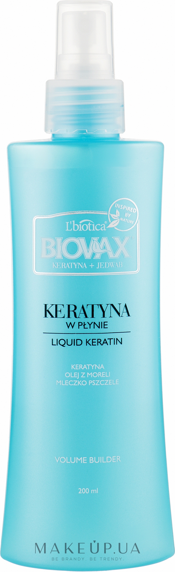 Сыворотка-объем для пышности волос - Biovax Keratin + Silk Serum  — фото 200ml