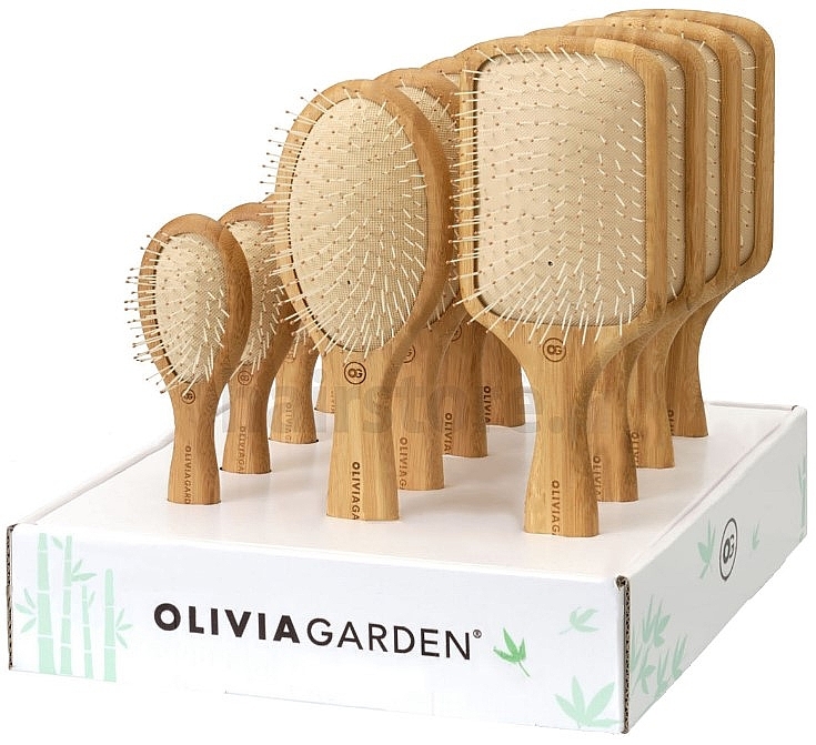 Набір щіток для волосся, 12 шт. - Olivia Garden Bamboo Touch Nylon Display — фото N1