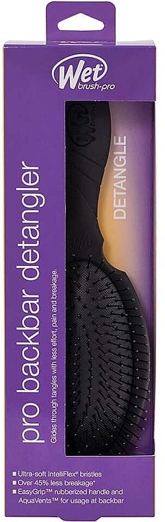 Расческа для волос с разделителем прядей, черная - Wet Brush Backbar Detangler Black — фото N3