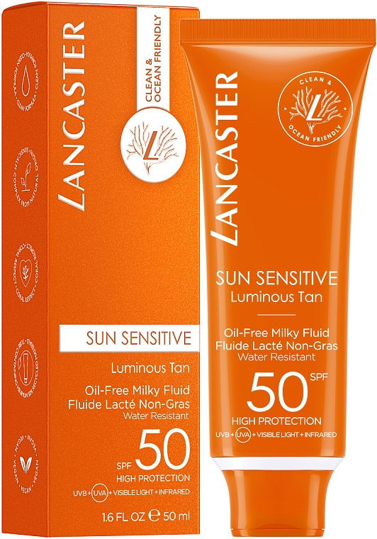 Солнцезащитный флюид для лица без масла SPF50 - Lancaster Sun Sensitive Oil Free Milky Fluid SPF50 — фото N1