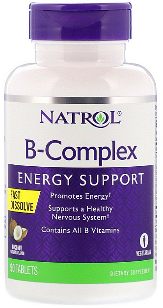 Комплекс витаминов группы B, кокосовый вкус - Natrol B-Complex Coconut Energy Support — фото N1
