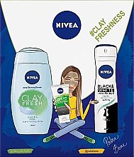 Духи, Парфюмерия, косметика Набор - NIVEA Box Clay Freshness (sh/gel/250ml + clay/wash/150ml + deo/150ml)