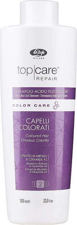Технічний шампунь після фарбування, зі зниженим рівнем рН - Lisap Top Care Repair Color Care After Color Acid Shampoo — фото N1