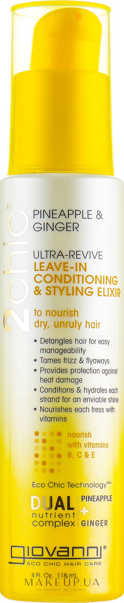 Кондиционер-стайлер для волос - Giovanni 2Chic Ultra-Revive Leave-in Conditioning & Styling Elixir Dry or Unruly Hair — фото 118ml