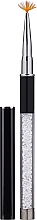 Парфумерія, косметика Пензель для омбре, зі стразами, №4, чорний з білими кристалами - Silcare