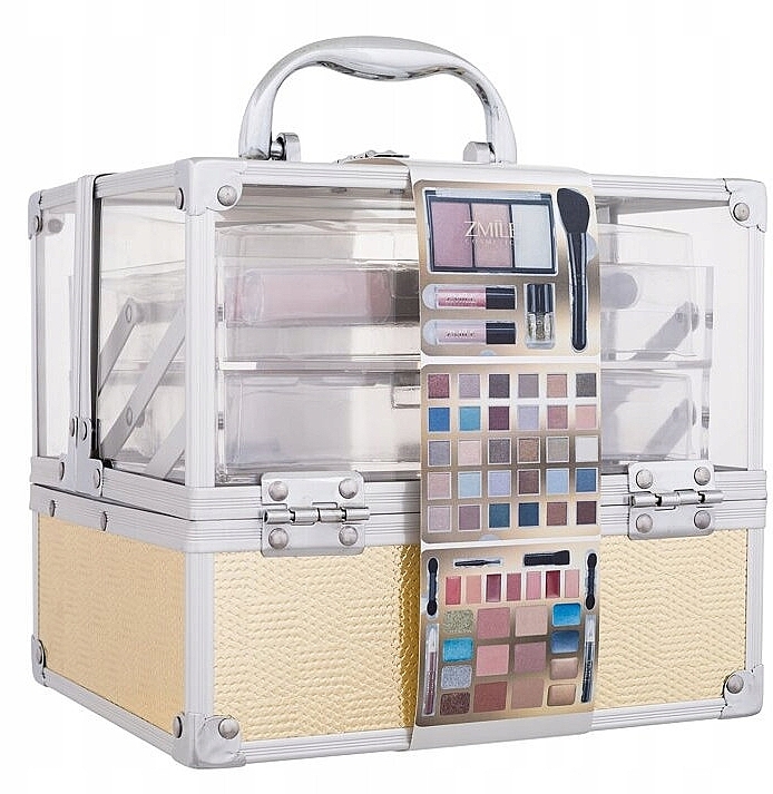 Набор для макияжа в золотисто-прозрачном кейсе - Zmile Cosmetics Glam Beauty Make Up Case — фото N1