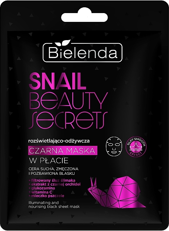 Осветляющая и питательная черная тканевая маска - Bielenda Snail Beauty Secrets Black Sheet Mask — фото N1