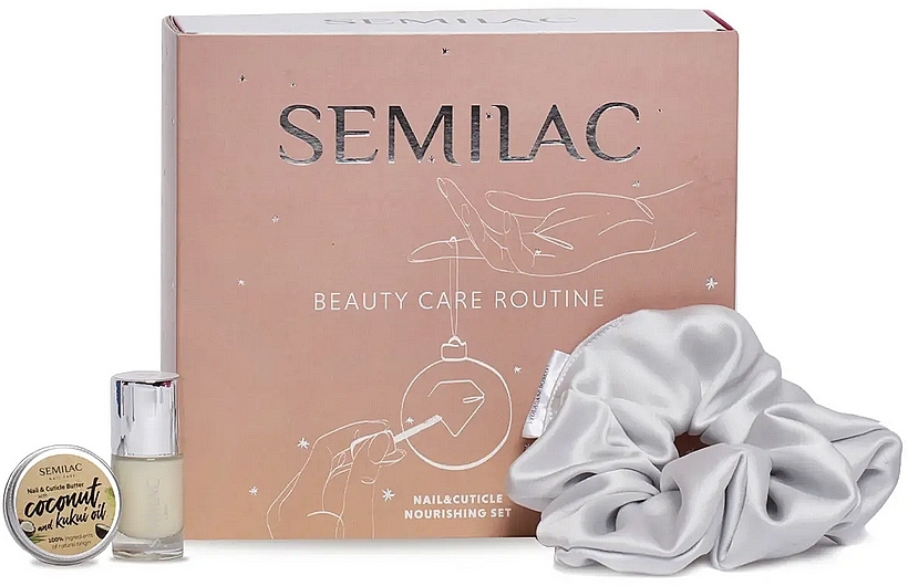 Набір - Semilac Beauty Care Routine Kit (nail/cond/25ml + nail/oil/12g + hair band) — фото N1