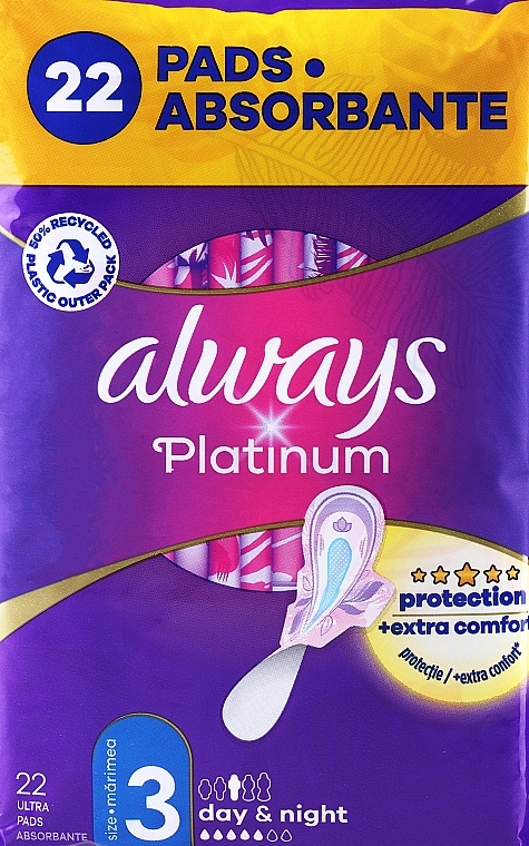 Гигиенические прокладки, размер 3, 22 шт - Always Platinum Protection +Extra Comfort Day&Night — фото N10
