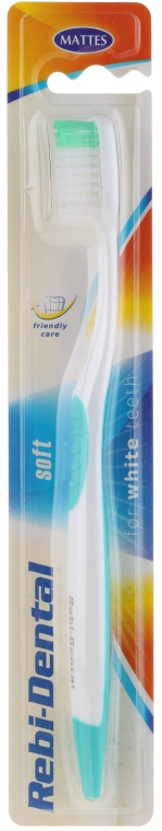 Зубная щетка Rebi-Dental M46, мягкая, бело-бирюзовая - Mattes — фото N1