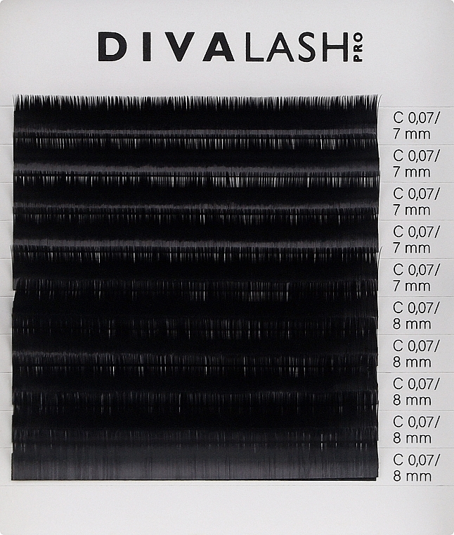 Вії для нарощування C 0.07 (7-8 мм), 10 ліній - Divalashpro — фото N1