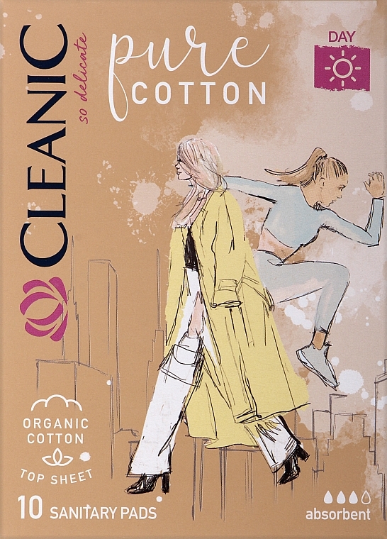 Прокладки денні з конопляним волокном, 10 шт. - Cleanic Naturals Pure Cotton Day Sanitary Pads — фото N1