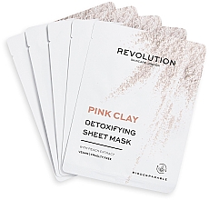 Набор тканевых масок - Revolution Skincare Pink Clay Detoxifying Sheet Mask (f/mask/5pcs) — фото N1