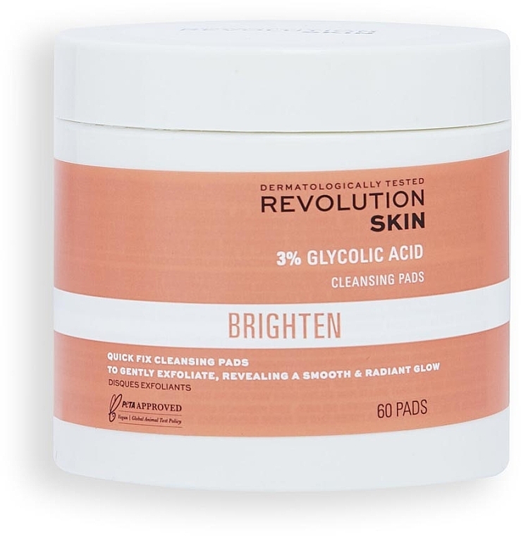 Очищувальні диски для обличчя з гліколевою кислотою - Revolution Skin 3% Glycolic Acid Cleansing Pads — фото N1